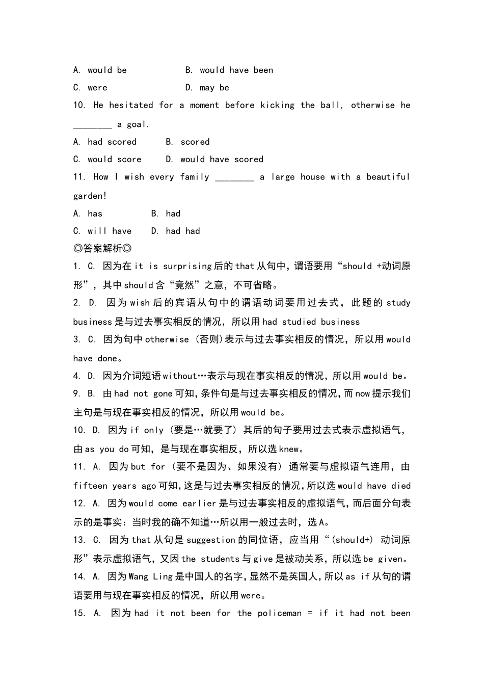 英语虚拟语气练习题_第2页