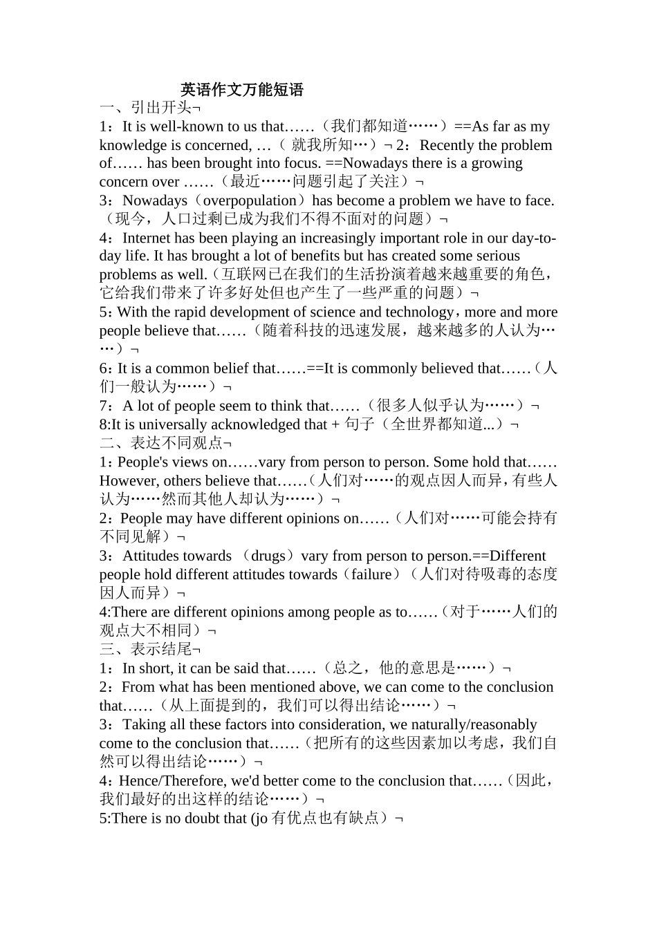 英语作文万能短语汇总_第1页