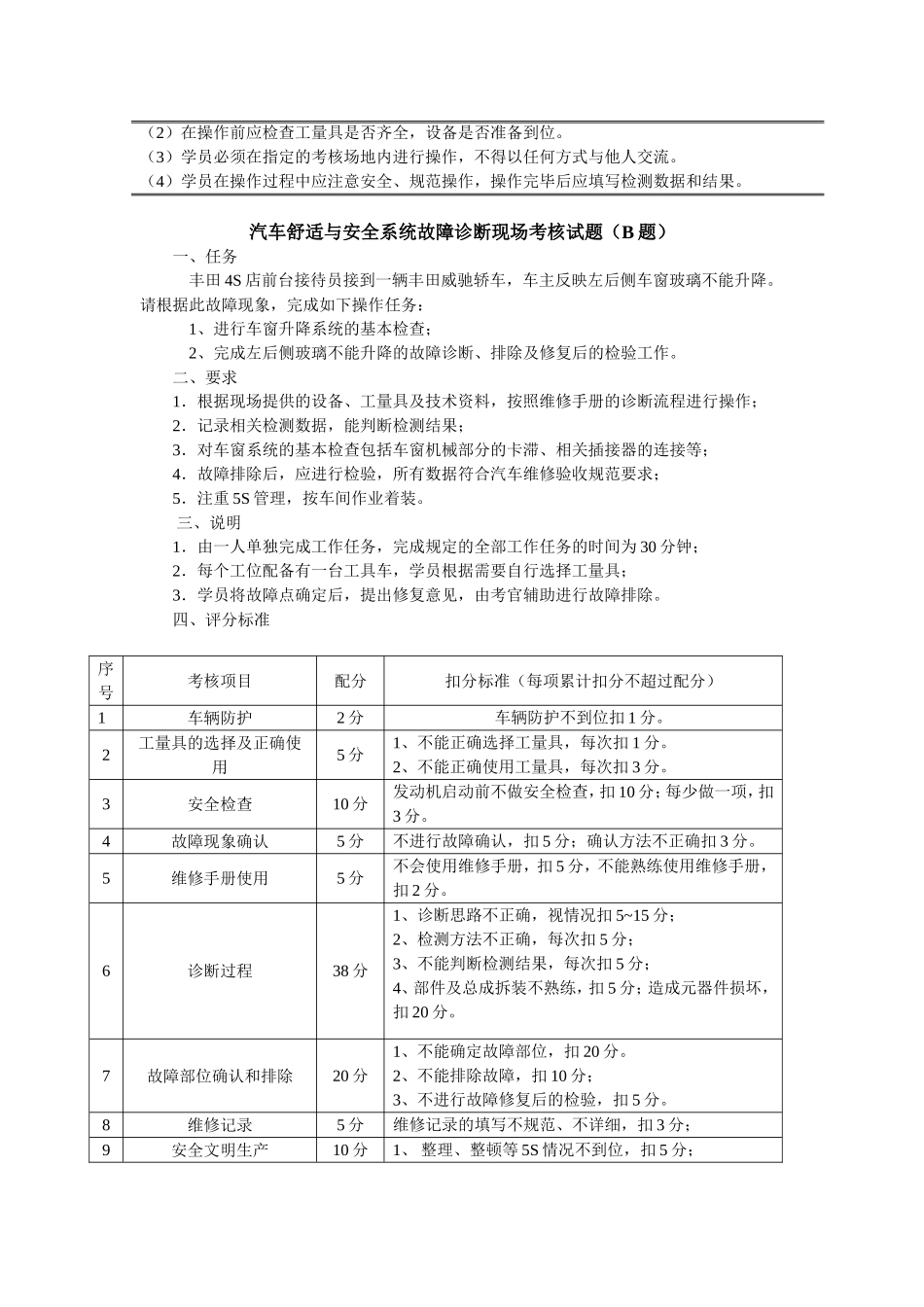 中等职业学校汽车运用与维修专业教师培训现场操作考核试题_第3页