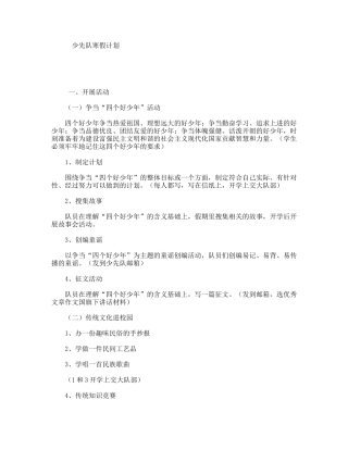 少先队寒假计划