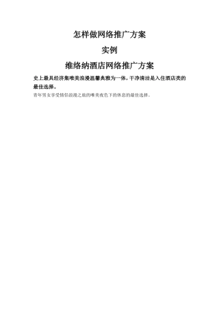 怎样做网络推广方案