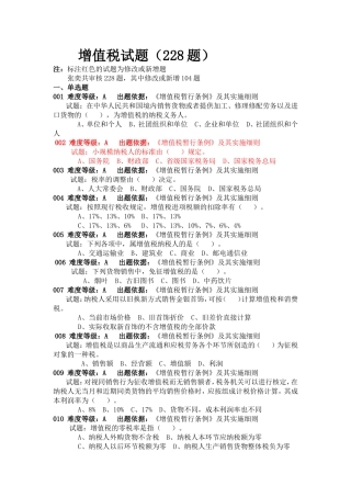 增值税试题（228题）