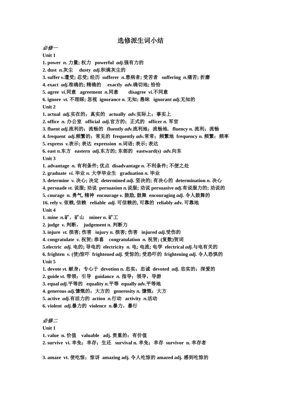 选修派英语生词小结_第1页