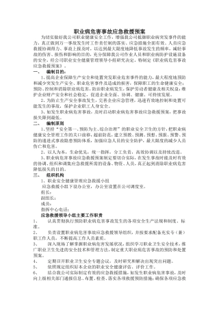 职业病危害事故应急救援预案