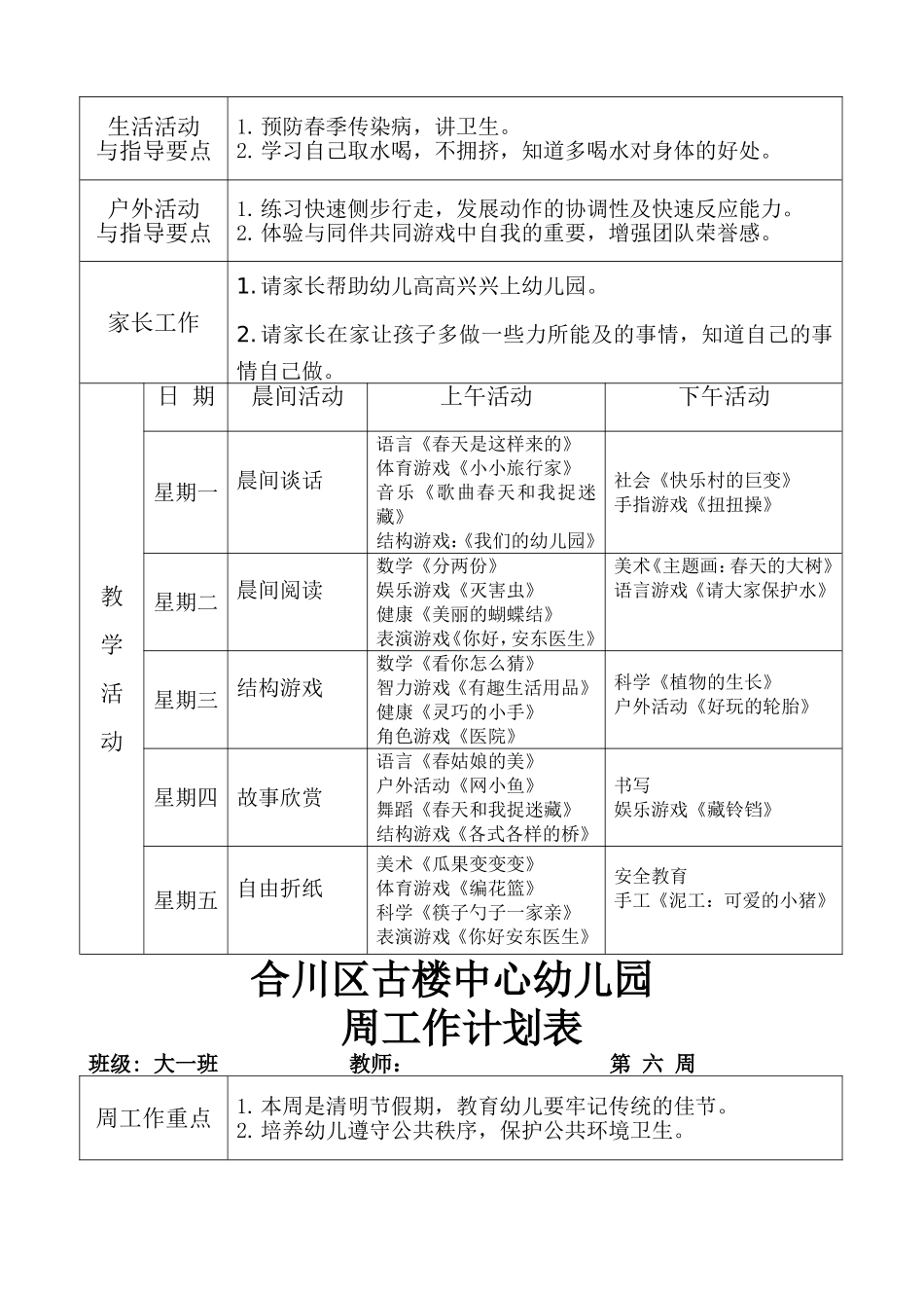 中心幼儿园大一班周工作计划表_第3页