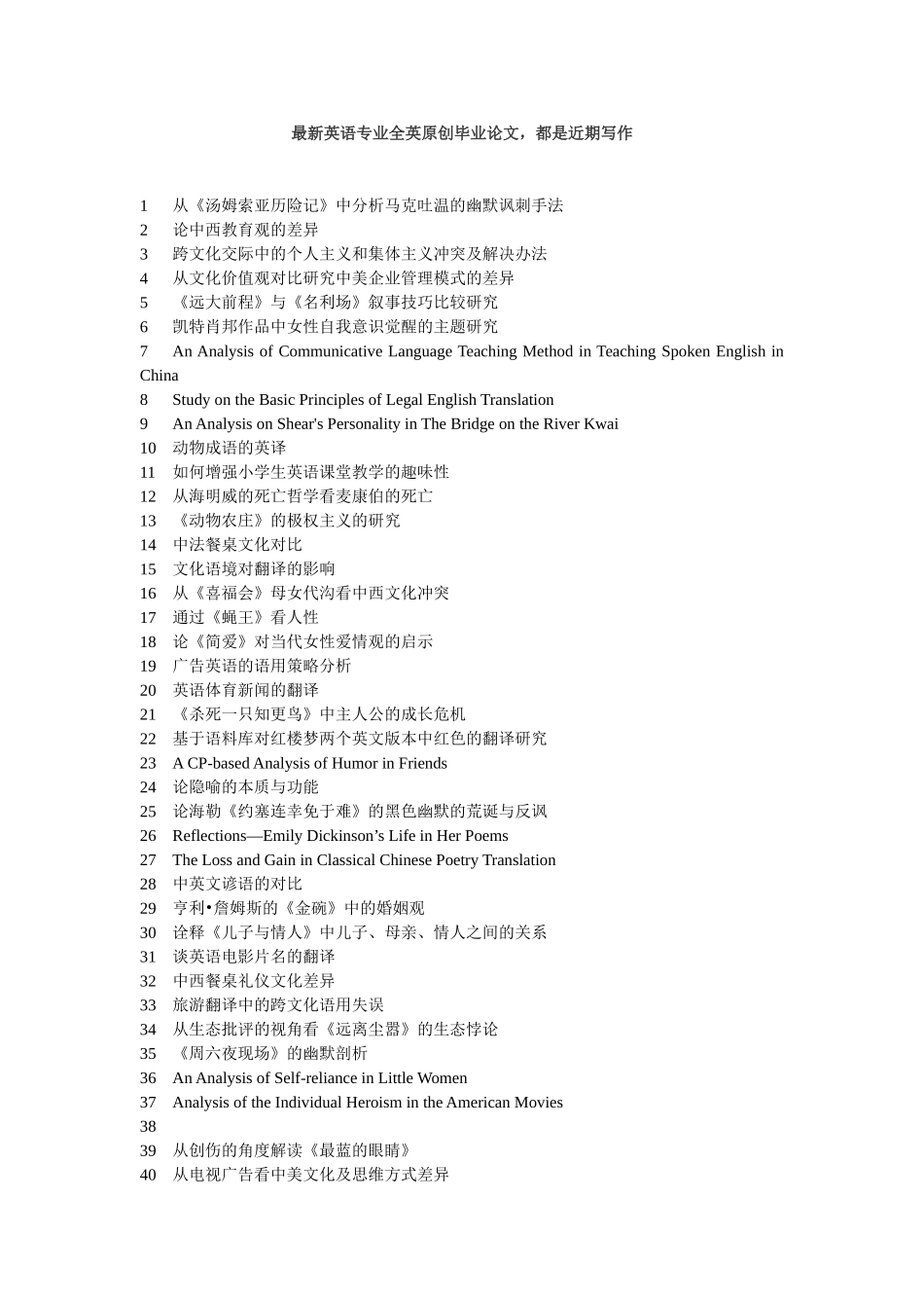 最新英语专业全英原创毕业论文，都是近期写作_第1页