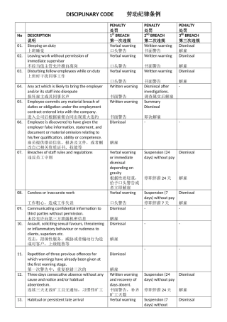 DISCIPLINARYCODE劳动纪律条例