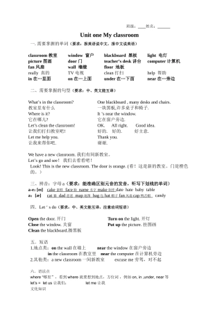 Unit one My classroom英语全册测试练习题