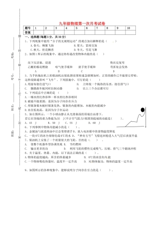 九年级物理第一次月考试卷