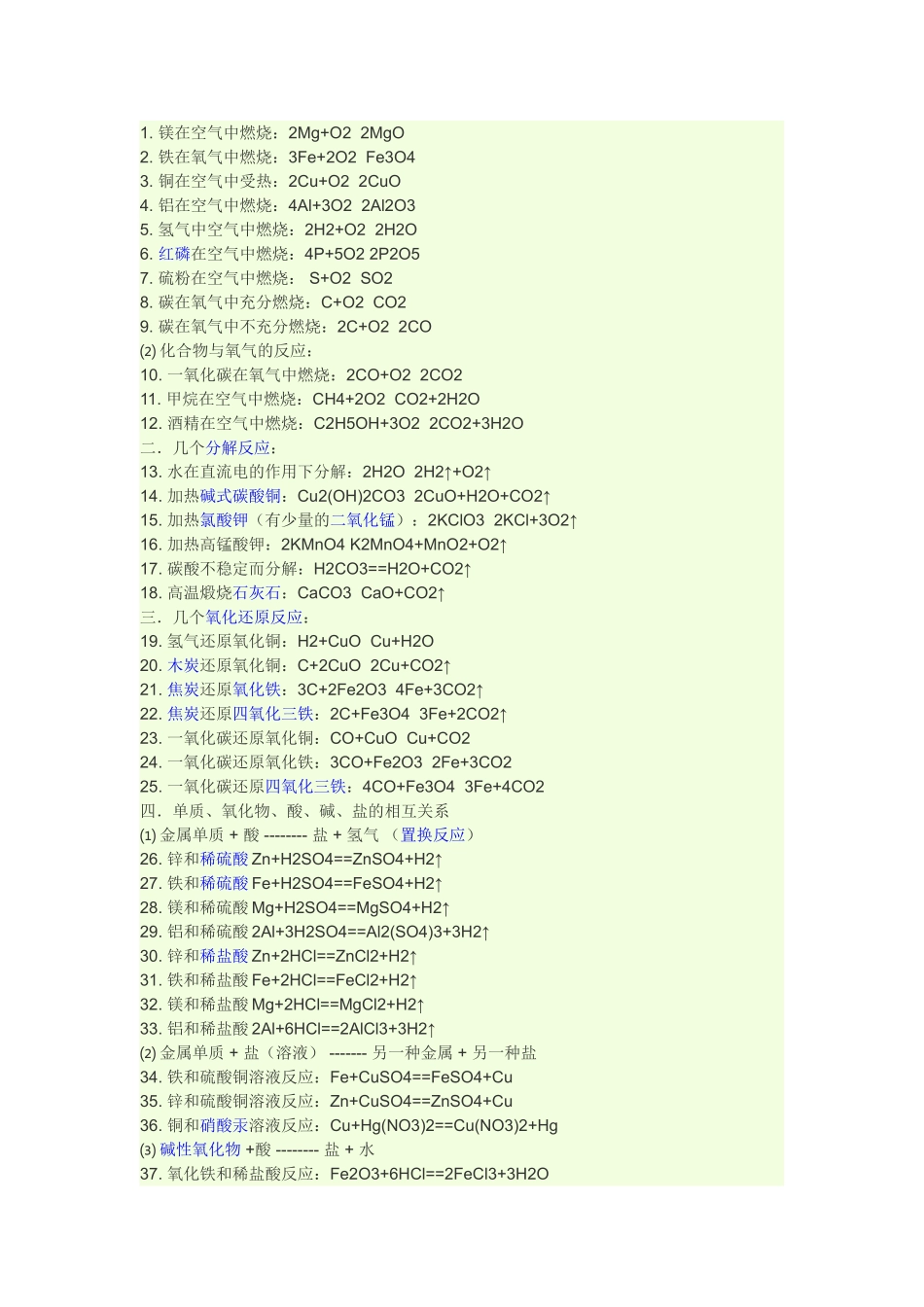 浙教版初中化学方程式大全_第2页