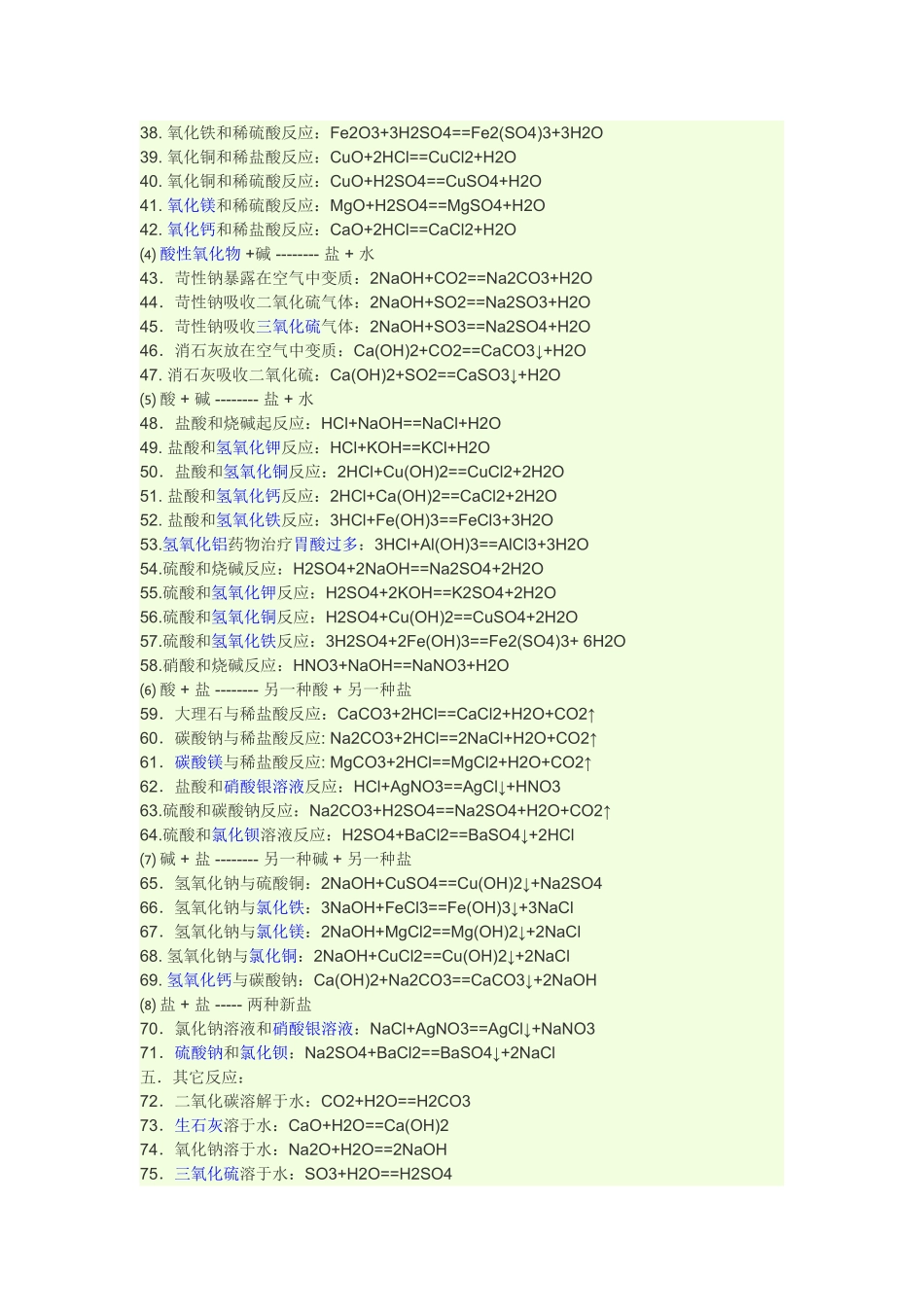 浙教版初中化学方程式大全_第3页