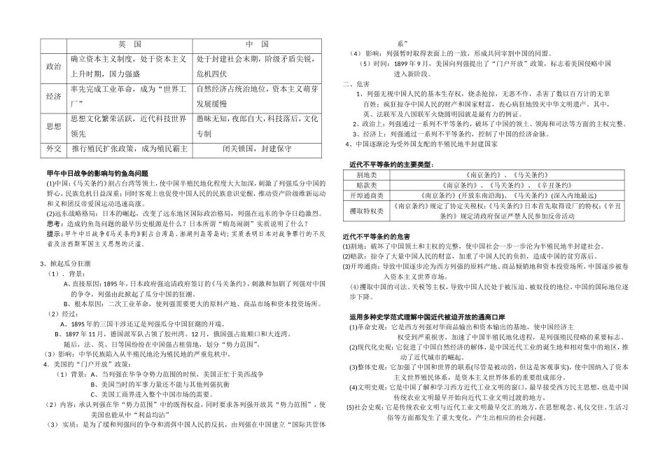 专题二近代中国维护国家主权的斗争知识点梳理汇总_第2页