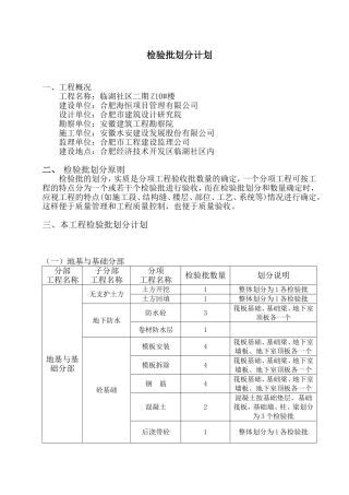 住宅楼检验批划分计划