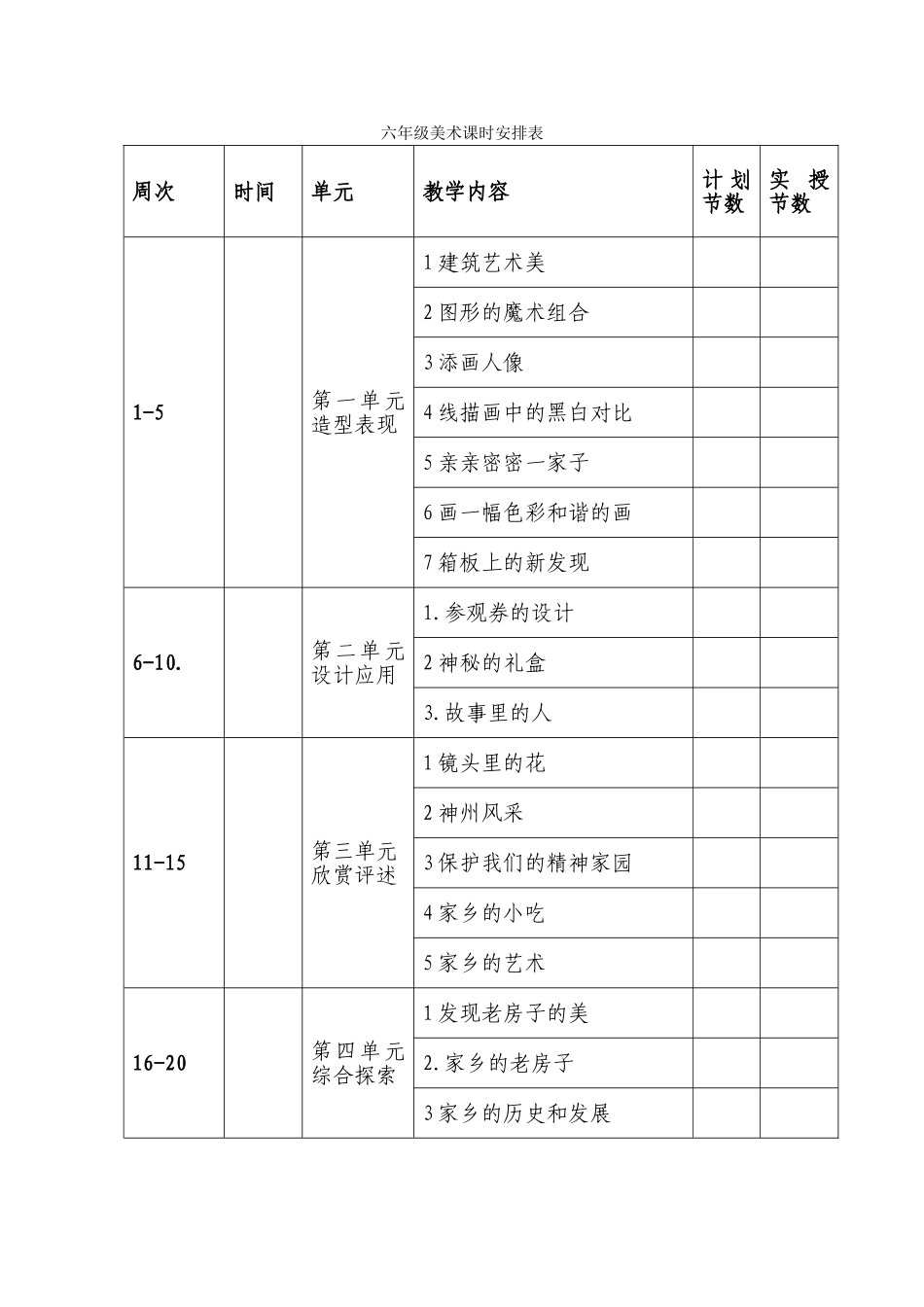 六年级美术课时安排表_第1页