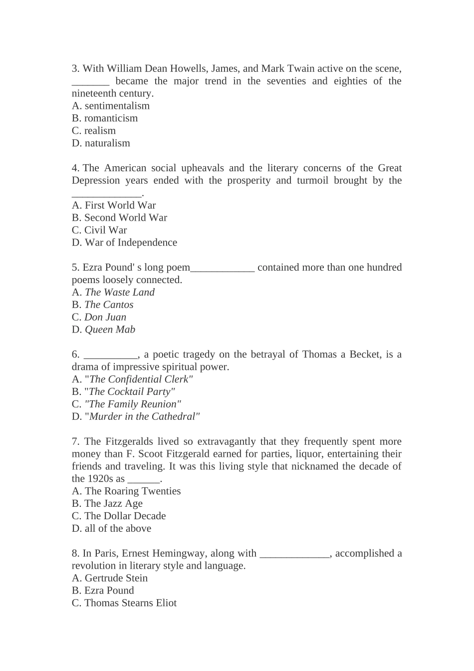《美国文学》期末考试试卷_第3页