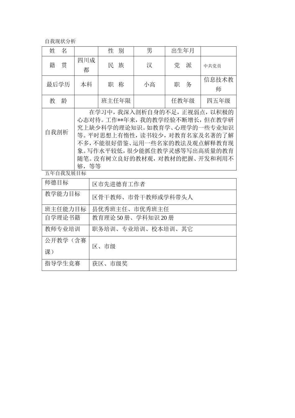 信息技术专业 自我发展规划_第3页