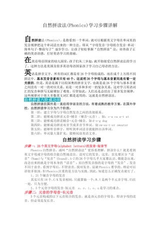 英语自然拼读法(Phonics)学习步骤详解