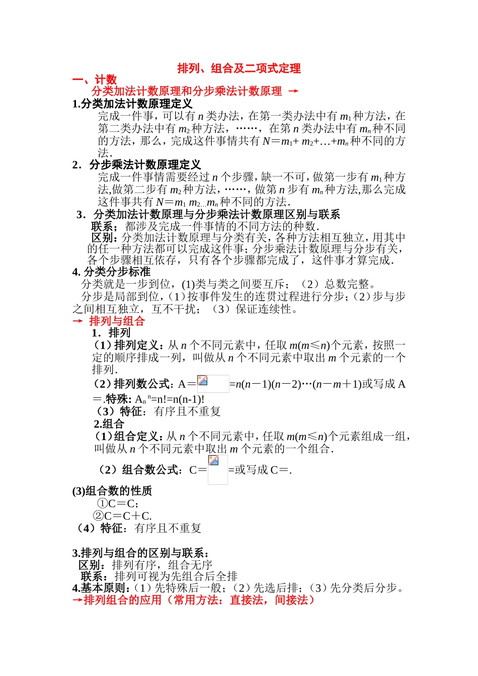 排列、组合及二项式定理知识点梳理_第1页