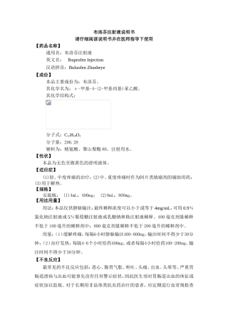 布洛芬注射液说明书