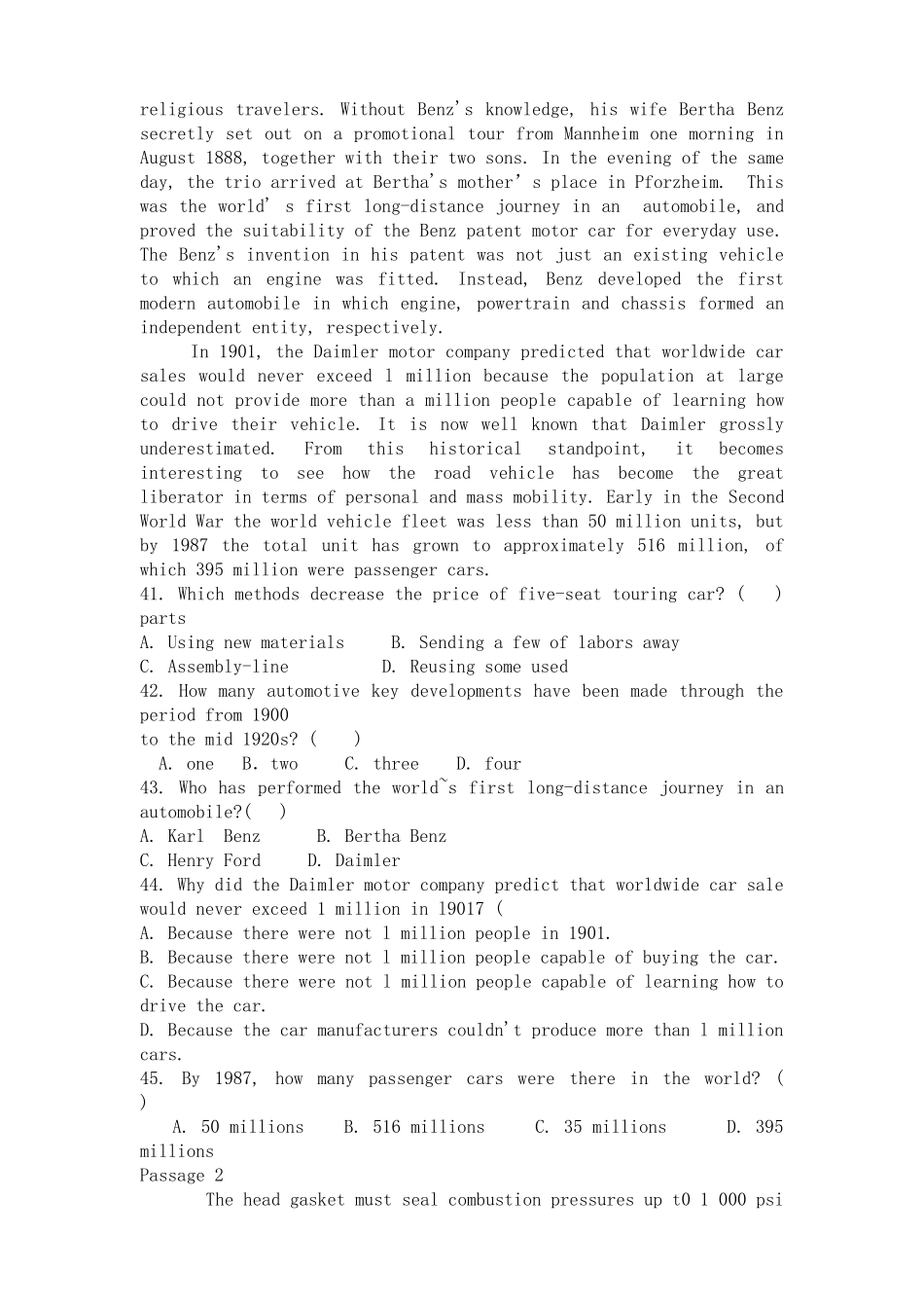 汽车实用英语测试题_第3页