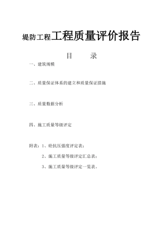 堤防工程工程质量评价报告