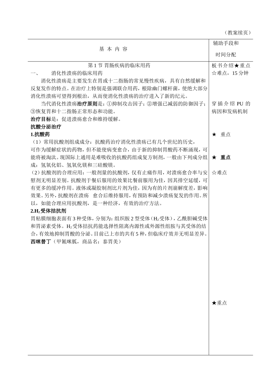 第25章 消化系统疾病的临床用药 教学设计教案_第2页