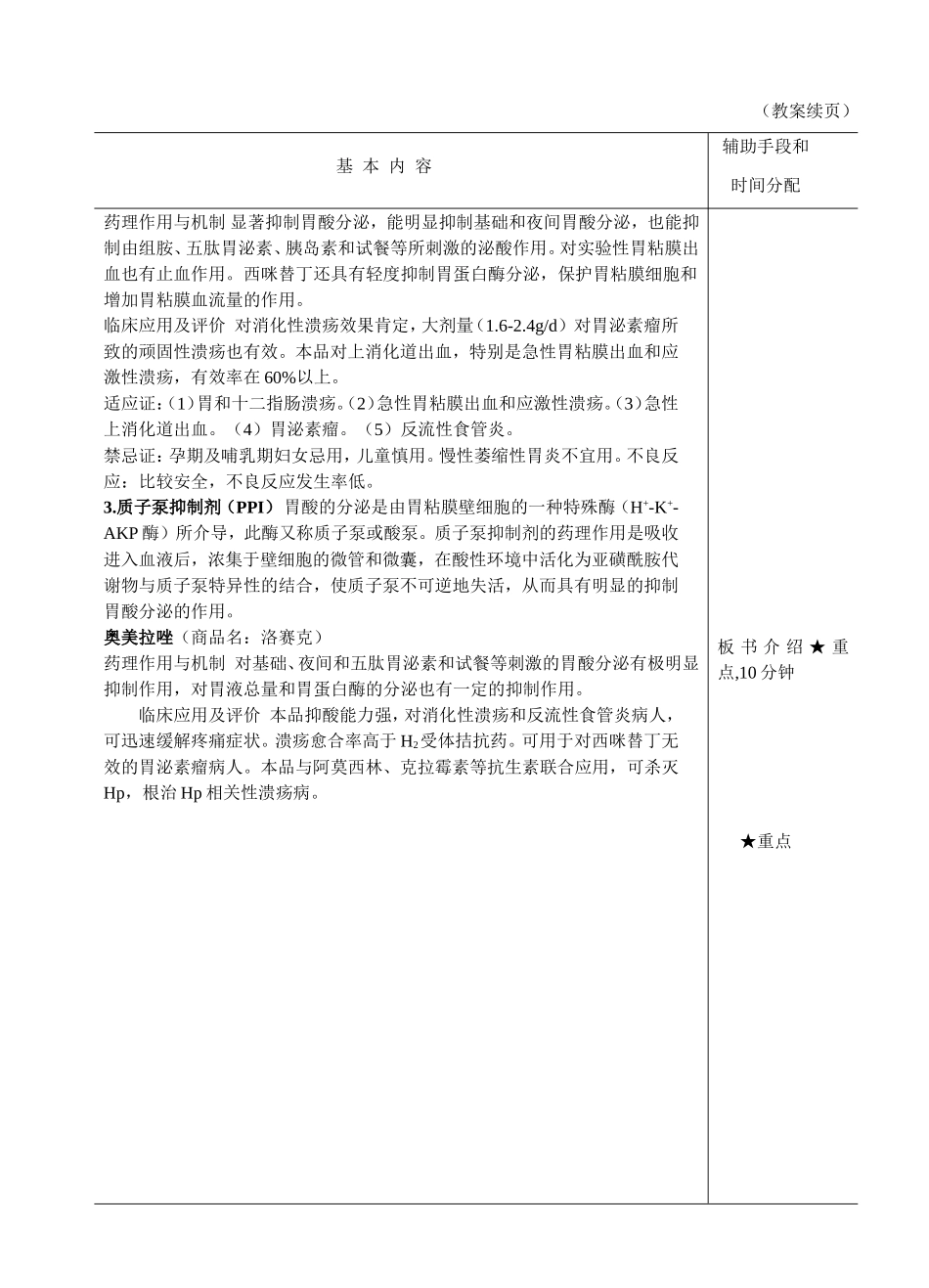 第25章 消化系统疾病的临床用药 教学设计教案_第3页