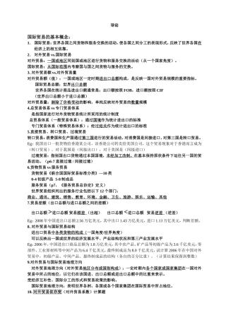 国际贸易课程知识点梳理汇总