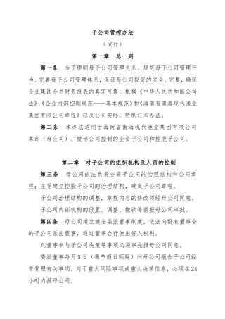 子公司管控办法
