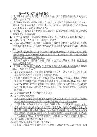 第一单元权利义务伴我行 测试练习题