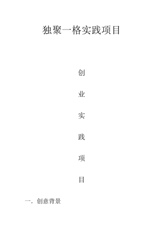 独聚一格创业实践项目策划书