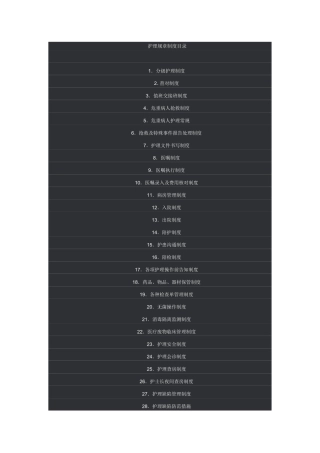 护理规章制度目录