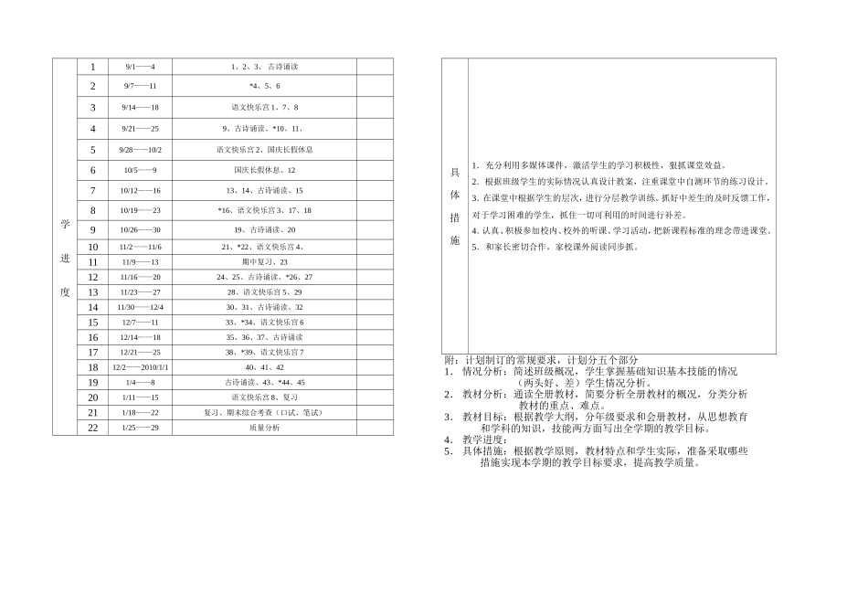二年级上学期语文学科教学计划_第2页