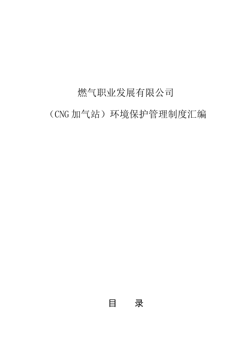 燃气职业发展有限公司（CNG加气站）环境保护管理制度汇编_第1页