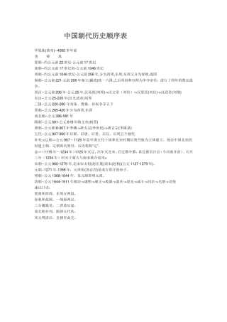 中国朝代历史顺序表