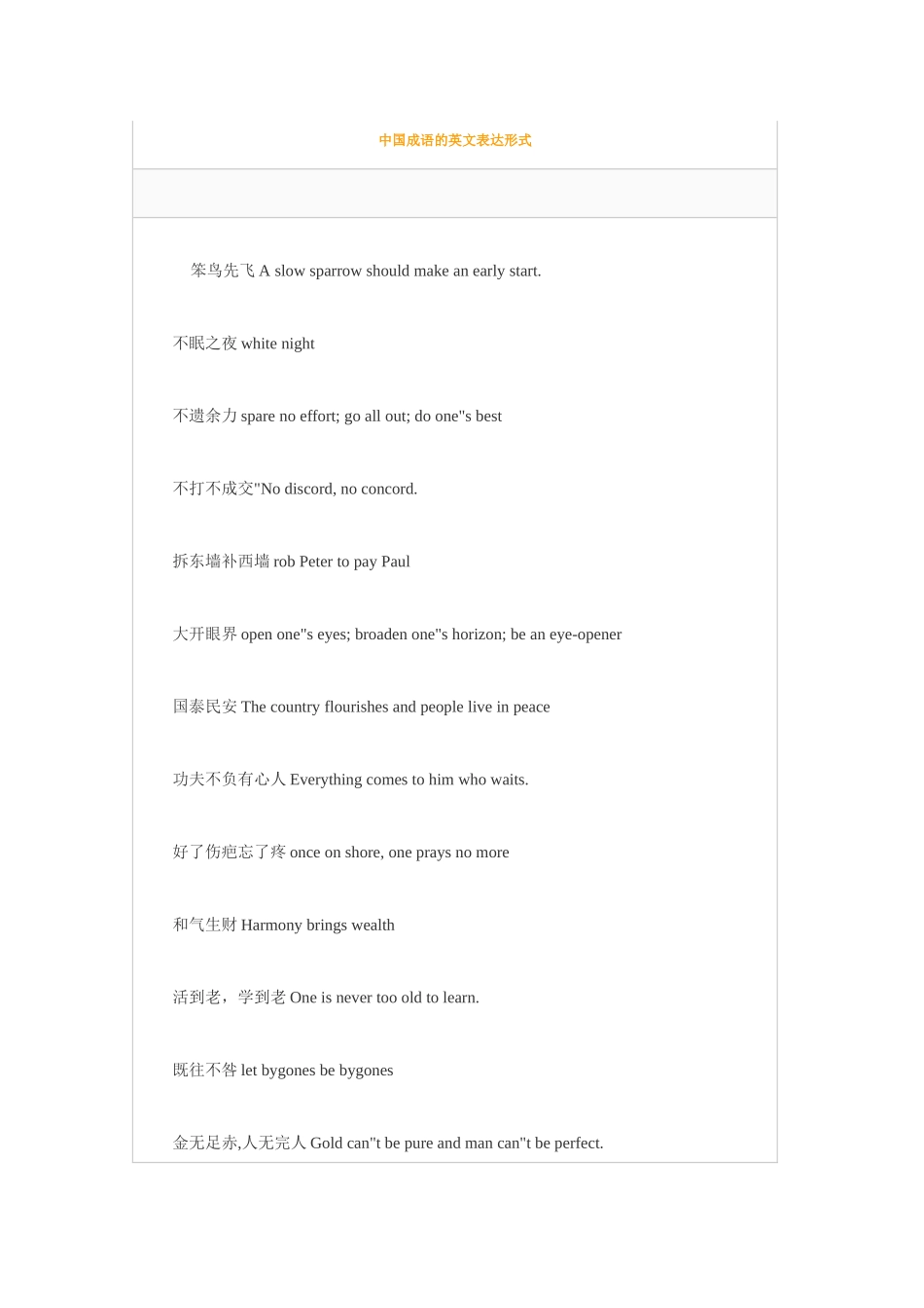 中国成语的英文表达形式_第1页