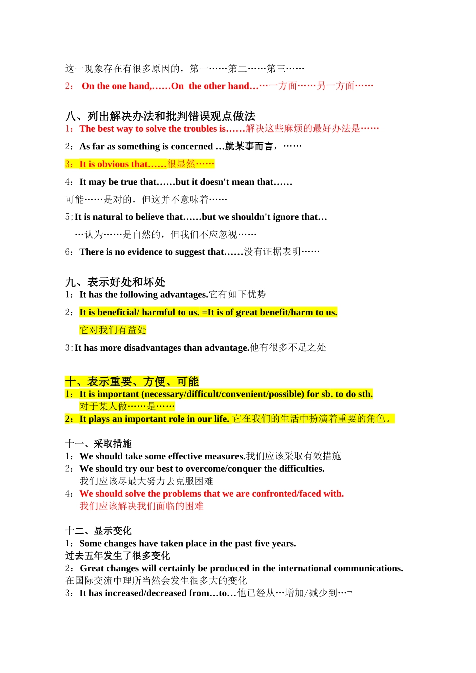 高考英语作文万能句子_第3页