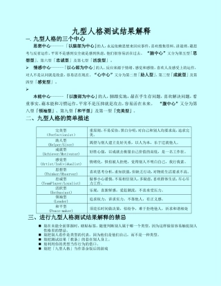 九型人格测试结果解释