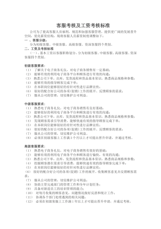 客服考核及工资考核标准