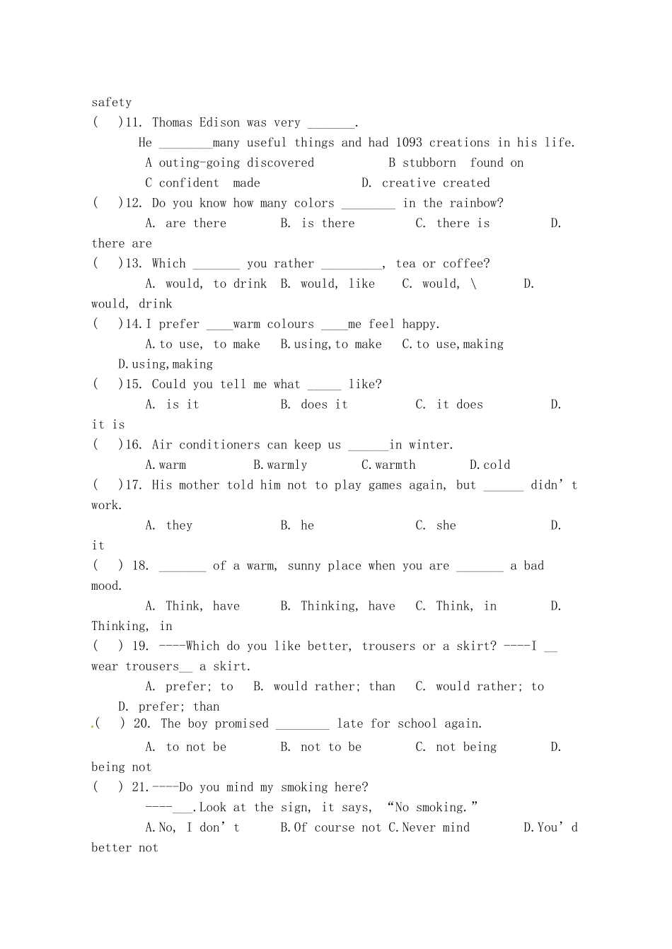 新初级中学九年级英语上学期双休日作业_第2页