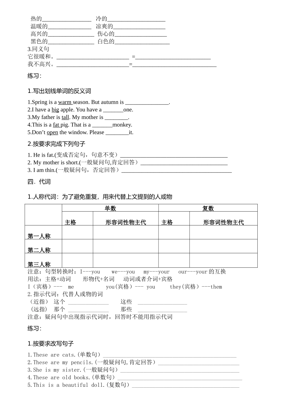 牛津英语3A知识点总结（一）_第3页
