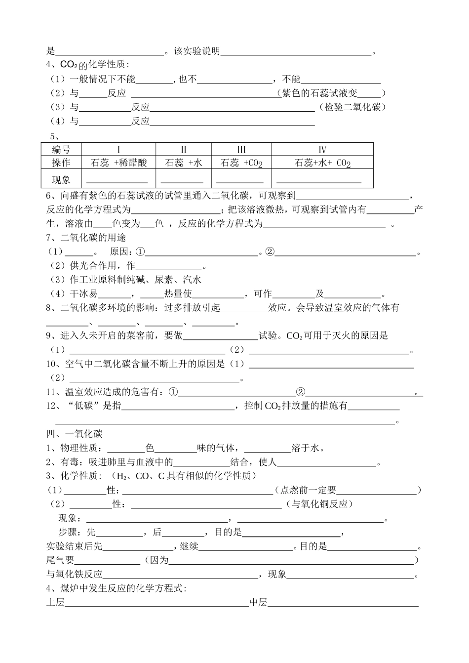 九年级化学知识点第六单元 《碳和碳的氧化物》_第2页