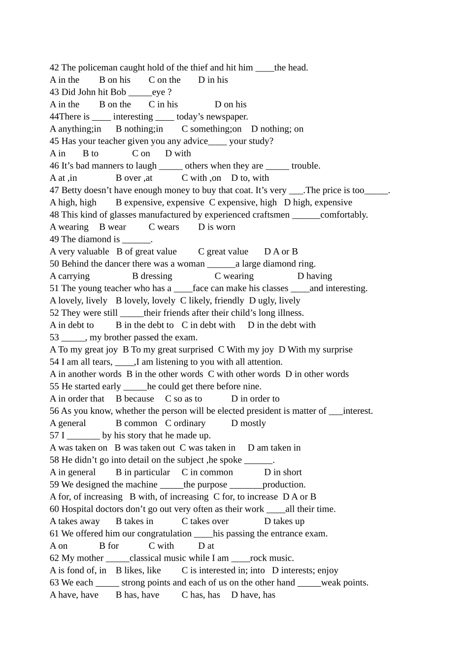 中考英语单选易错题集合_第3页