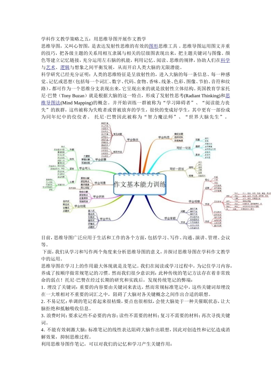 学科作文教学策略之五：用思维导图开展作文教学_第1页