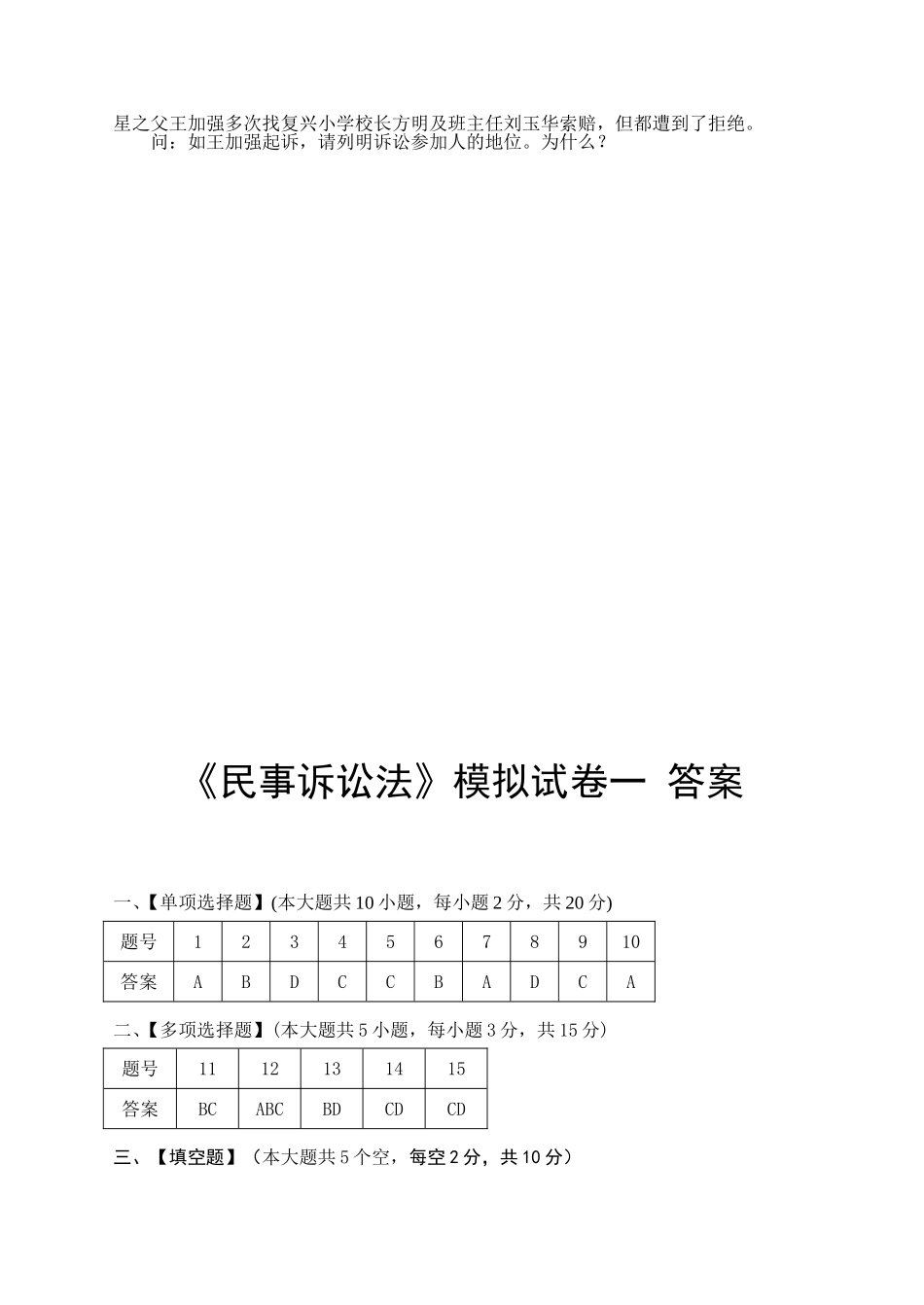 语言大学网络教育学院《民事诉讼法》模拟试卷_第3页