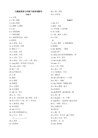 人教版英语七年级下册单词默写