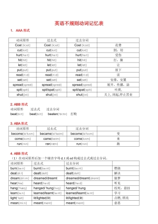 英语不规则动词记忆表