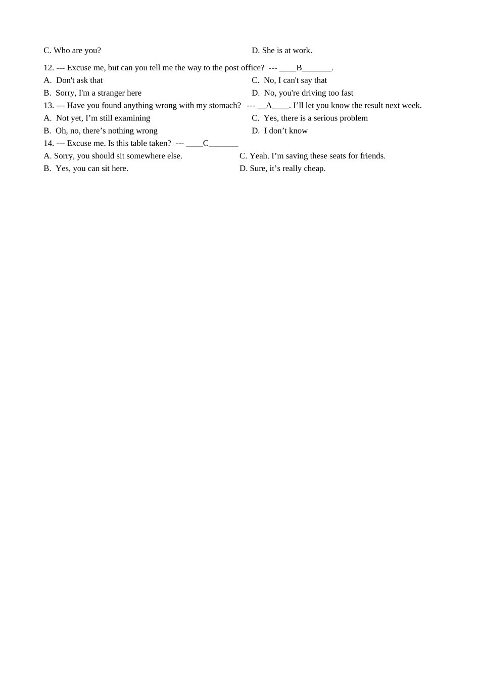 英语交际用语（来自课后练习及统考题库）_第2页