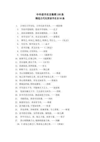 中外读书名言集锦100条