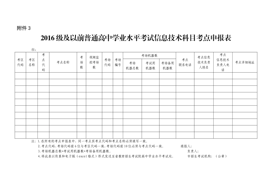 普通高中学业水平考试合格考试笔试科目考点申报表_第3页